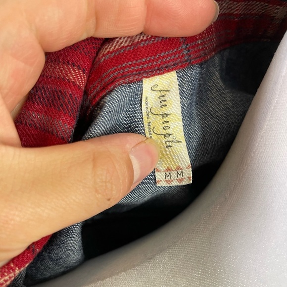 Free People Roadtrip Getaway Bohemian Weatern Chic Flannel button down M - Picture 5 of 6